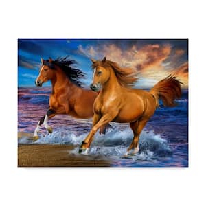 14 in. x 19 in. Two Brown Horses by Howard Robinson Hidden Frame