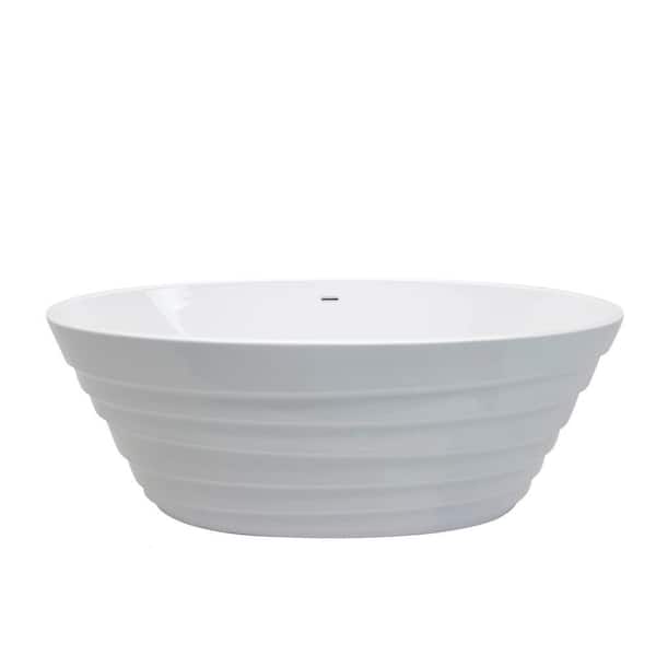 Nimbus 67 in. L x 31 in. W Acrylic Center Drain Freestanding Soaking Bathtub in Glossy White