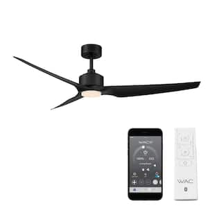 Stella 60 in. Integrated LED Indoor and Outdoor 3-Blade Smart Ceiling Fan Matte Black with Remote 3000k