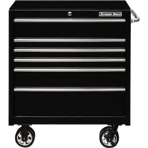 PWS Series 36in. W x 25 in. D x 42.5 in. H 6-Drawer Roller Cabinet 100 lbs. Slides Textured Black w/Chrome Drawer Pulls