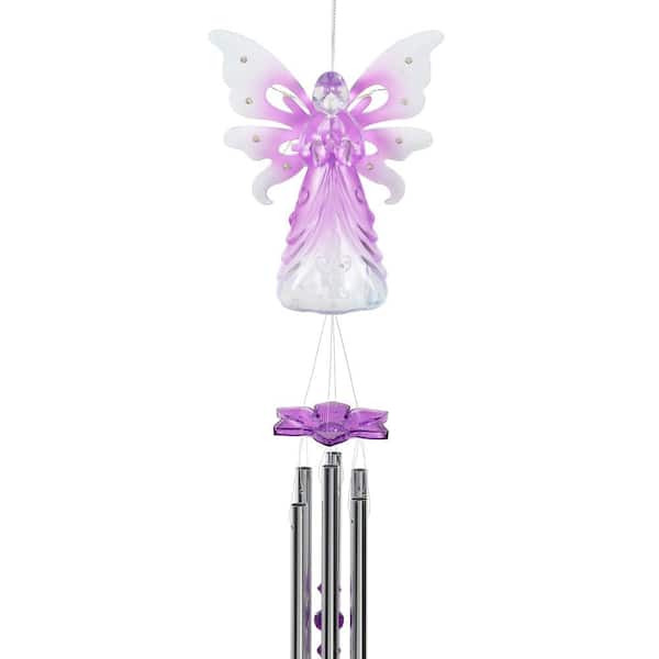 Exhart Large Solar Purple Angel, 6.5 by 42 Inches Metal Wind Chimes