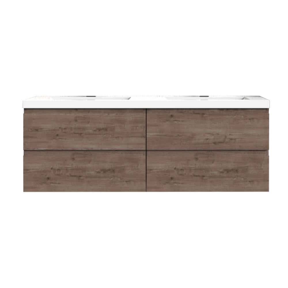Bremen 48 in. W x 20 in D x 22.5 in H Double Sink Floating Bath Vanity in Smoke Oak with Engineered Stone Composite Top price history on PriceWatchPro