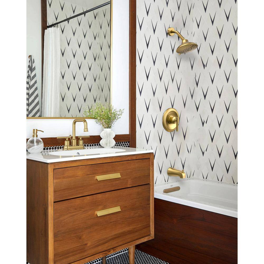 Brushed Gold Double Handle High Arc Bathroom Faucet