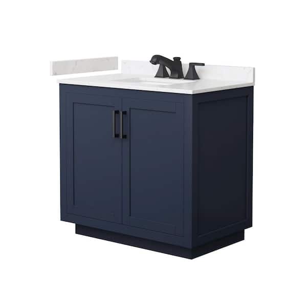 Miranda 36 in. Single Freestanding Dark Blue Bath Vanity with Carrara Cultured Marble Top