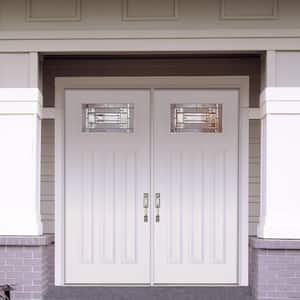 74 in. x 81.625 in. Preston Zinc Craftsman Unfinished Smooth Right-Hand Inswing Fiberglass Double Prehung Front Door