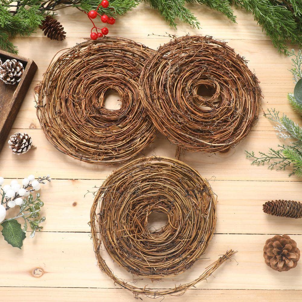 3.94 in. 6-Pack Natural Brown Artificial Vine Rustic Grape Twig