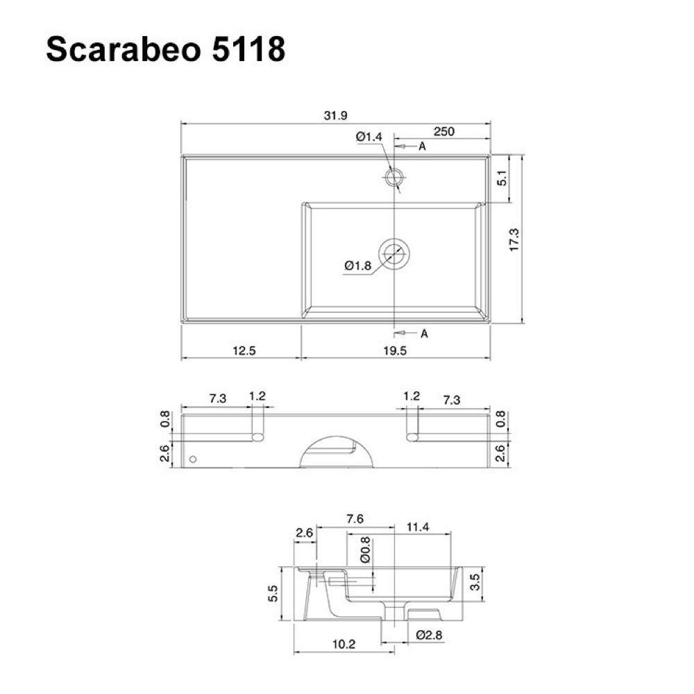 Scarabeo 32'' White Ceramic Wall-Mount Bathroom Sink with Overflow