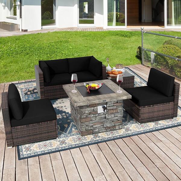 Corner garden sofa discount with fire pit table