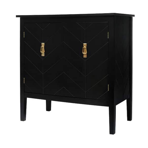 Boyel Living Black 31 in. H 2-Door Wooden Cabinet - Vintage Style Sideboard for Living Room, Dining Room, and Office