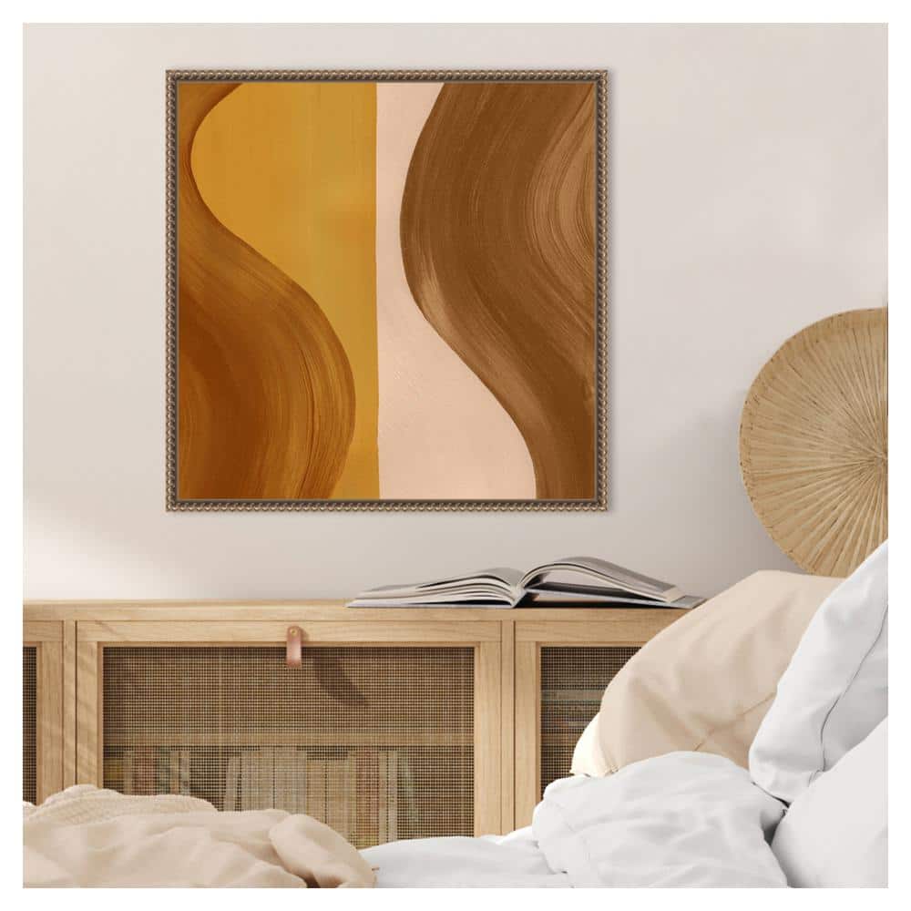 Grace Popp Wavy Clay II Bronze Framed Abstract Canvas Art 22" x 22"