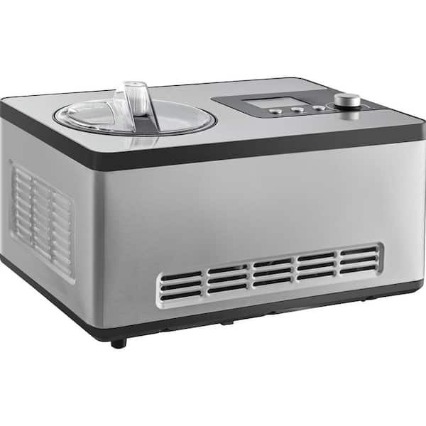 SVOPES 2 qt. Silver Automatic Ice Cream Maker, Built-in Compressor, Stainless Steel, with LCD Display and Temperature Features