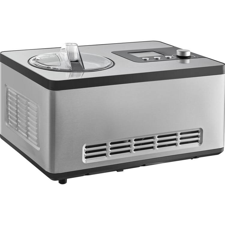 SVOPES 2 qt. Silver Automatic Ice Cream Maker, Built-in Compressor, Stainless Steel, with LCD Display and Temperature Features
