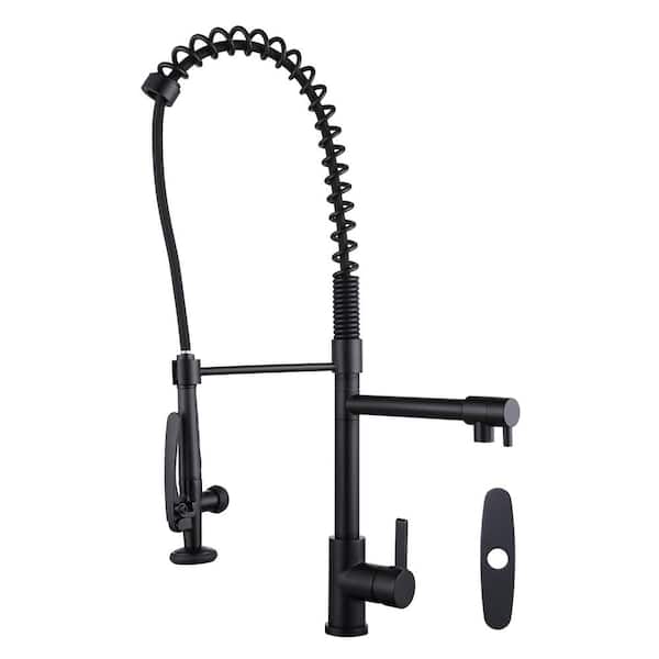 ARCORA Single Handle Pull Down Sprayer Kitchen Faucet Included Deckplate in Matte Black