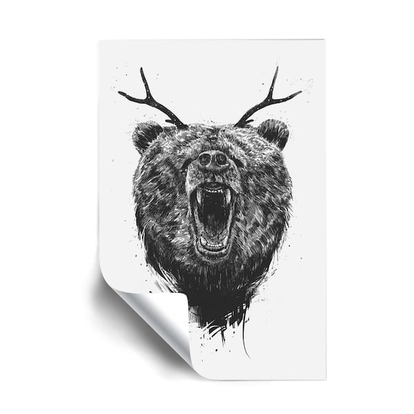 ArtWall "Angry bear with antlers" Animals Removable Wall Mural