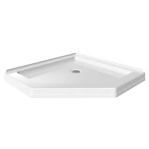 Classic 38 in. L x 38 in. W Corner Shower Pan Base with Center Drain in White