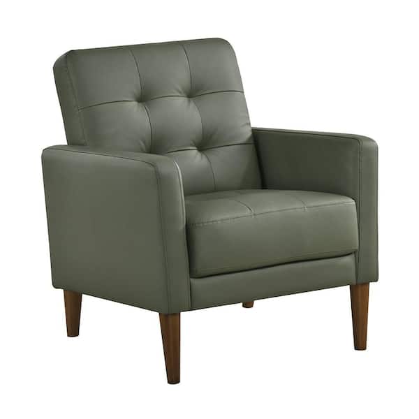 Urban 30.5 in. Green Top Grain Leather Accent Arm Chair