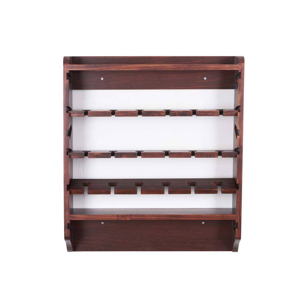 18 Bottle Wall Mounted Solid Wood Wine Rack for Living Room, Kitchen, Walnu