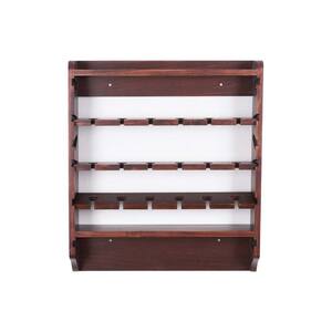 18 Bottle Wall Mounted Solid Wood Wine Rack for Living Room, Kitchen, Walnut