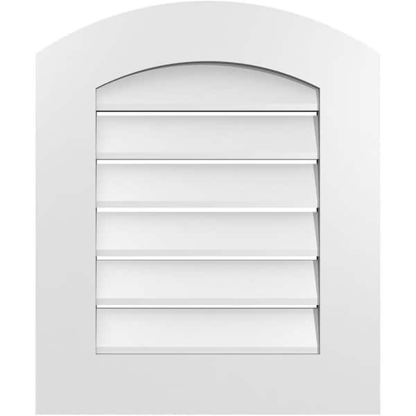 Ekena Millwork 20 in. x 22 in. Arch Top Surface Mount PVC Gable Vent: Decorative with Standard Frame