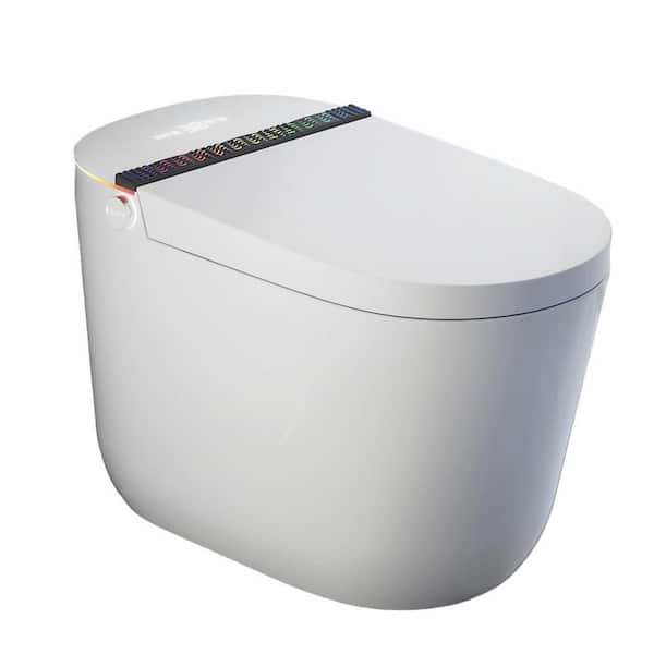 Modern Elongated Bidet Tankless Toilet in White with Foot Sensor with Dryer,ADA,Instant Warm Water,Power Outage & Flush
