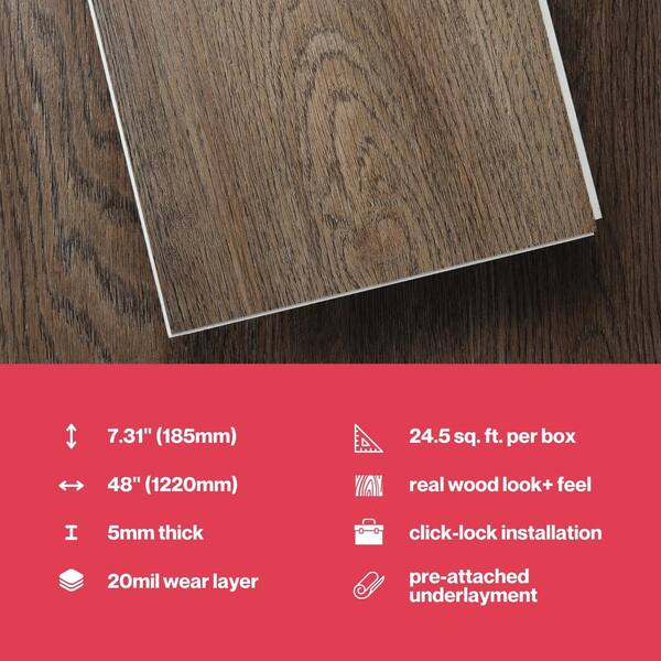 Lucida USA (Sample) MaxCore Pro Bark Brown Wood Look 20-mil Interlocking Luxury Vinyl Plank
