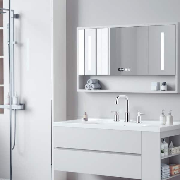 Polished Chrome 8 in. Widespread Double Handle High-Arc Bathroom Faucet with Pop-up Drain Kit