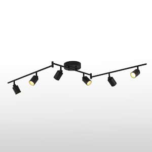 Shura 6-Head Integrated LED Swivel Track Light, Directional Spot Lights, Dimmable - Black