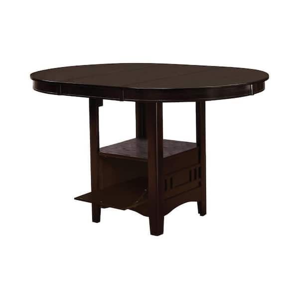 Brown Wood 60 in. Open Shelf Counter Height 4 Legs Dining Table with Storage Seats 6