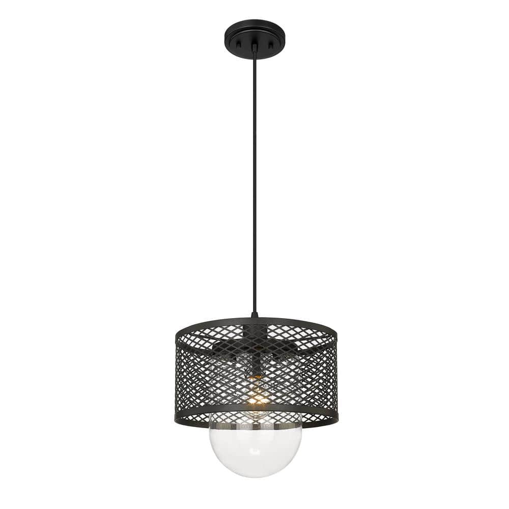 Matte Black Glass Indoor/Outdoor Pendant Light