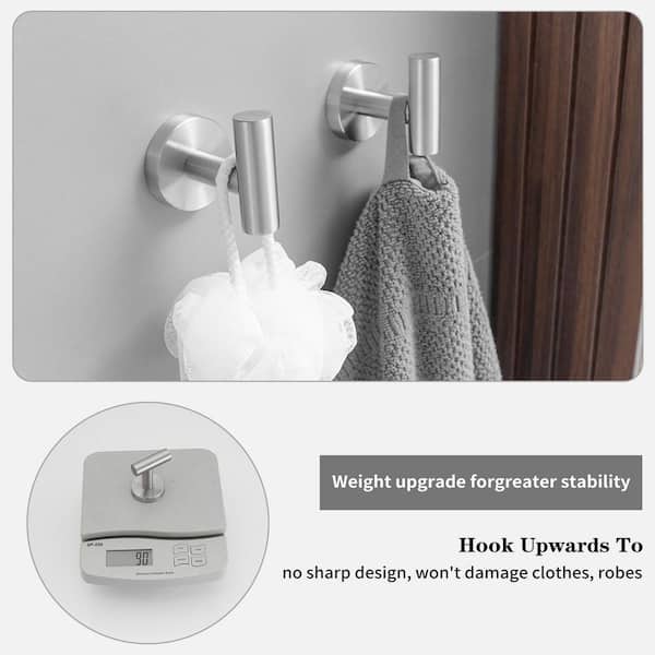 5-Piece Bath Hardware with Towel Bar Towel Rack Towel Hook Toilet Paper Holder and Towel Ring Set in Brushed Nickel