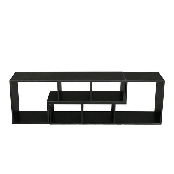 ATHMILE 16.89 in. Black 2-Shelf Standard Bookcase