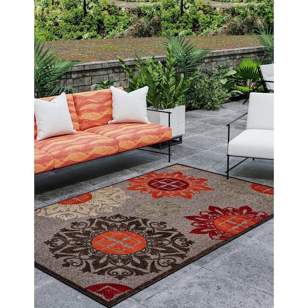 Indoor/Outdoor Chicago Brown 6' 0 x 9' 0 Area Rug