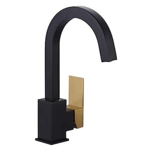 Single Handle Stainless Steel Bar Faucet Deckplate Not Included in Gold and Black