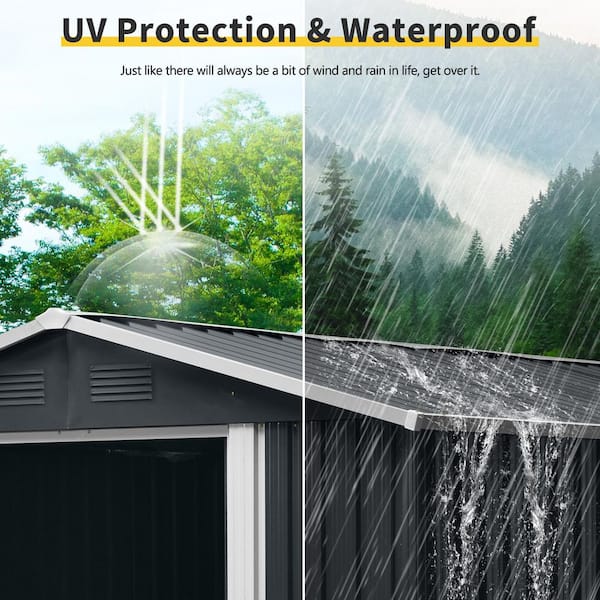 10 ft. W x 8 ft. D Outdoor Metal Storage Shed with Lockable Door, Black(80 Sq. ft. )