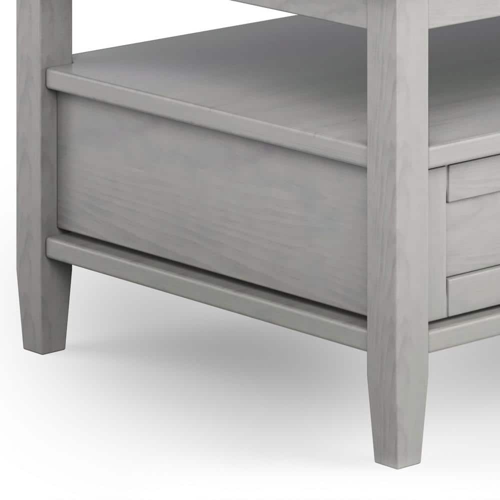 Fog Gray Solid Wood Coffee Table with Storage