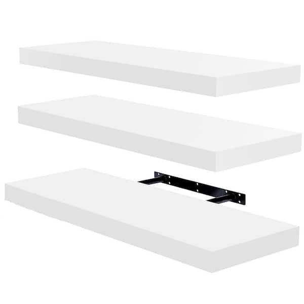 Unbranded 24 in. W x 9 in. D White Decorative Wall Shelf, Wall Mounted Shelves(Set of 3)