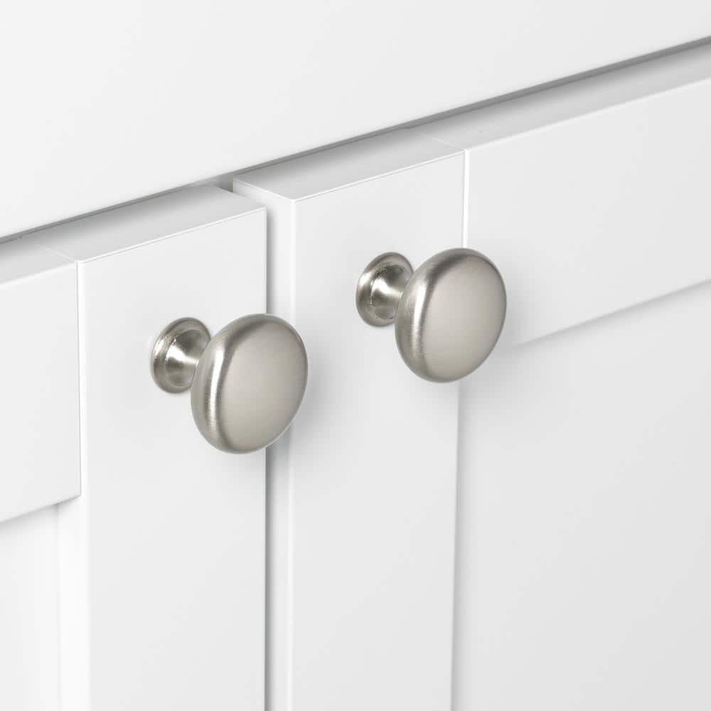 Brushed Nickel Round Cabinet Knob with Mounting Hardware