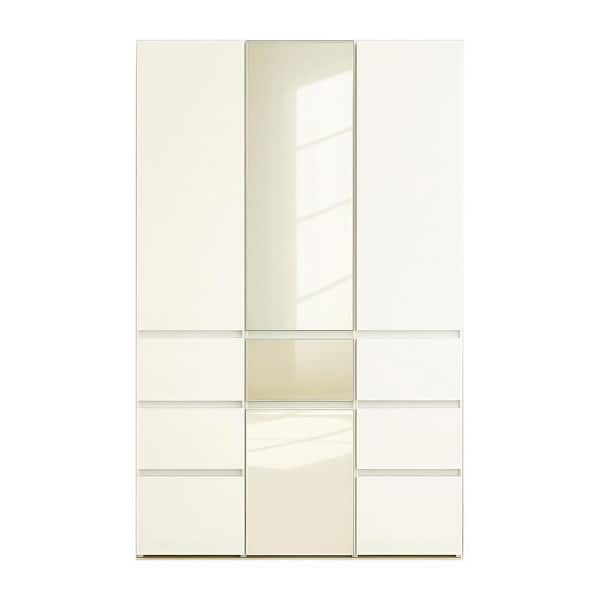 Elise Collection-48 in. W White Modular Slim 7-Drawer Freestanding Features 6-Shelf Wood Closet System