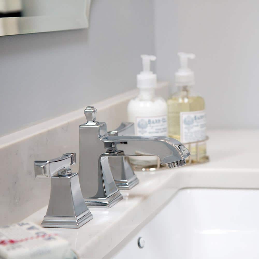 Rainier Square Chrome 8 in. Widespread Polished Bathroom Faucet