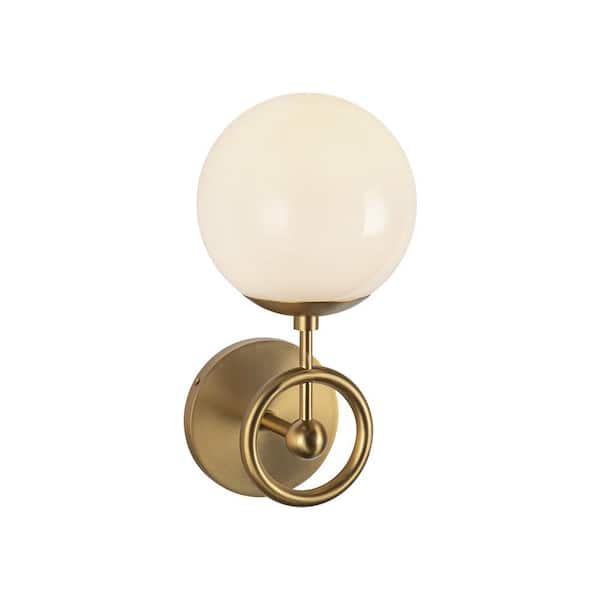 ALORA MOOD Fiore 6-in 1 Light 60-Watt Brushed Gold/Glossy Opal Glass Vanity Light