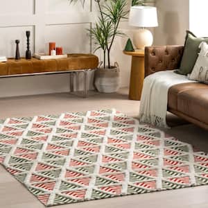Raleigh High-Low Holiday Geometric Red 6 ft. x 9 ft. Area Rug
