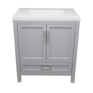 Nevado 31 in. W x 22 in. D x 36 in. H Bath Vanity in Gray with White Cultured Marble Top Single Hole