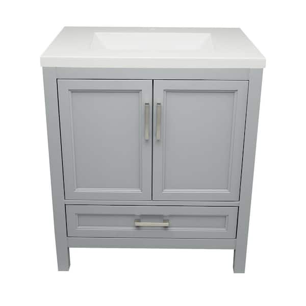 Ella Nevado 31 in. W x 22 in. D x 36 in. H Bath Vanity in Gray with White Cultured Marble Top Single Hole