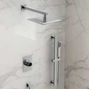 ClassicRain Dual 2-Spray Wall Mount 10 in. Fixed and Handheld Shower Head 2.5 GPM in Brushed Nickel Valve Included