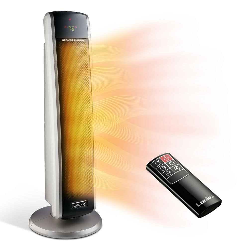 Lasko - Oscillating Ceramic Tower Heater with Logic Center Remote Control - Gray/Black