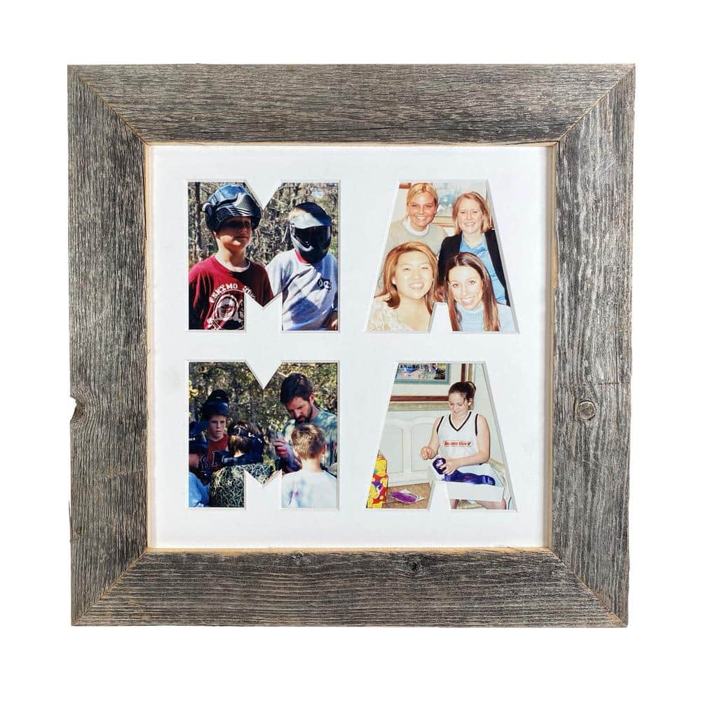 Barnyard Designs 4x6 or 5x7 Collage Picture Frames, 4 Photo openings w/Mat for Multiple Pictures, Distressed Rustic Wood Farmhouse Frame for Wall, Whi
