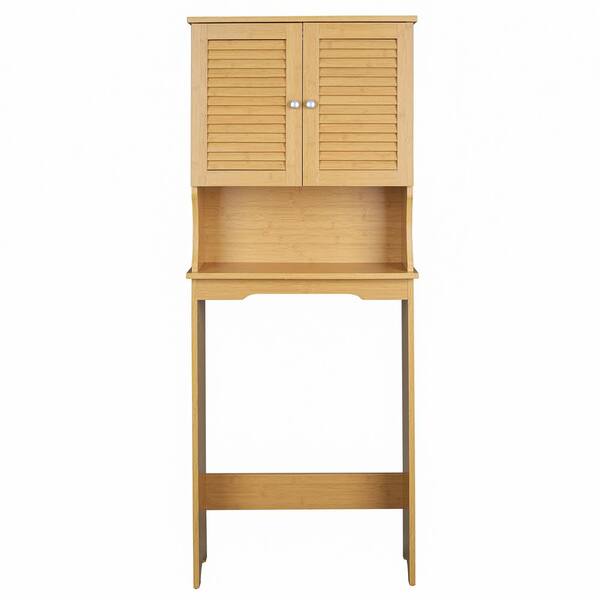 STICKON 62.21 in. H Brown Bamboo Accent Storage Cabinets with Door