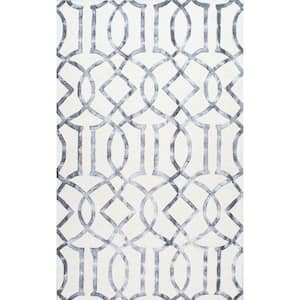 Satara Moroccan Trellis Silver 9 ft. x 12 ft. Area Rug