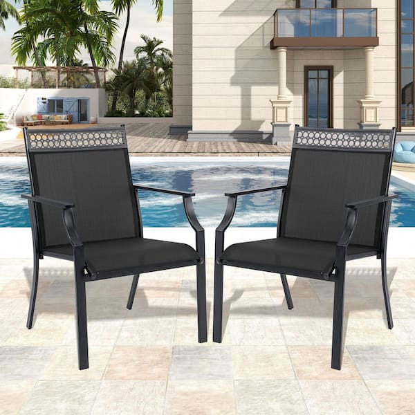 Liviza Metal Outdoor Dining Chair (Set of 2), Black