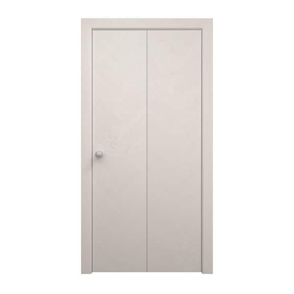 36 in. x 80 in. Painted White Oak Solid Wood Bi-Fold Doors With Hardware